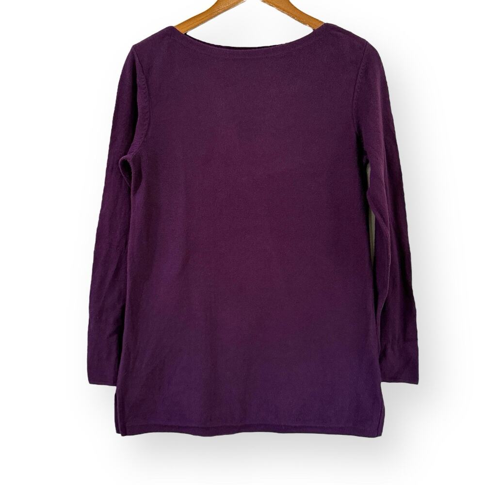 J Jill Tunic Sweater Womens Small Plum Purple Cotton Blend Boat Neck Long Sleeve